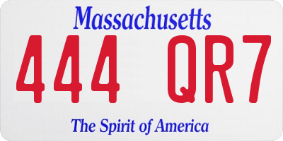 MA license plate 444QR7