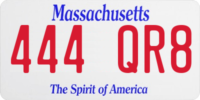 MA license plate 444QR8