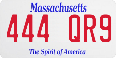 MA license plate 444QR9