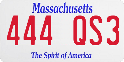 MA license plate 444QS3