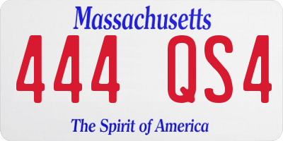 MA license plate 444QS4