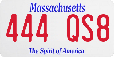 MA license plate 444QS8