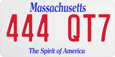 MA license plate 444QT7