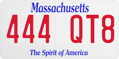 MA license plate 444QT8