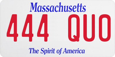 MA license plate 444QU0