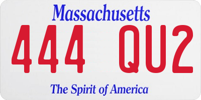 MA license plate 444QU2