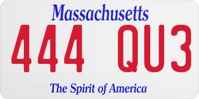 MA license plate 444QU3
