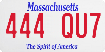 MA license plate 444QU7