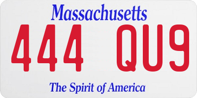 MA license plate 444QU9