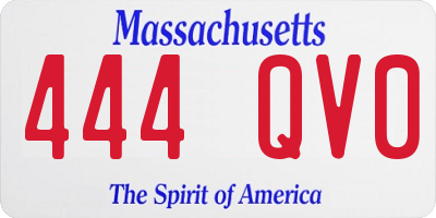 MA license plate 444QV0