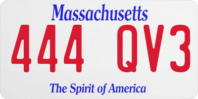 MA license plate 444QV3