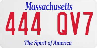 MA license plate 444QV7
