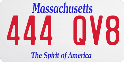 MA license plate 444QV8