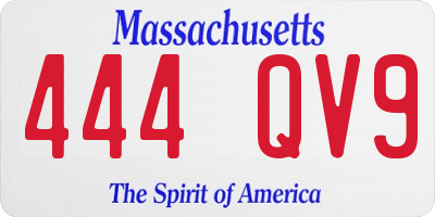 MA license plate 444QV9