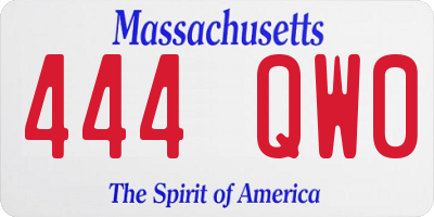 MA license plate 444QW0
