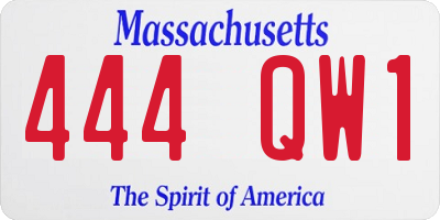 MA license plate 444QW1