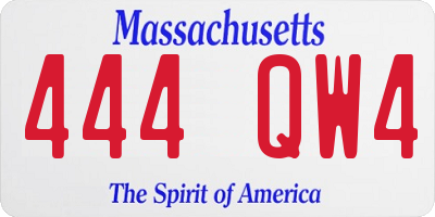 MA license plate 444QW4