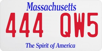 MA license plate 444QW5