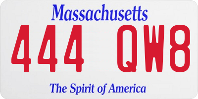 MA license plate 444QW8