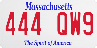 MA license plate 444QW9