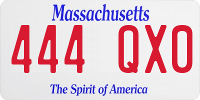 MA license plate 444QX0