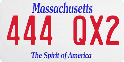 MA license plate 444QX2