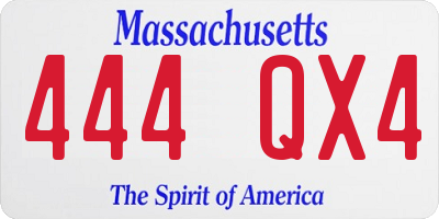 MA license plate 444QX4