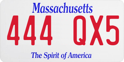 MA license plate 444QX5