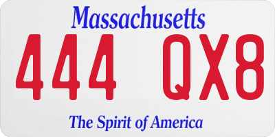 MA license plate 444QX8