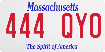 MA license plate 444QY0