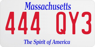 MA license plate 444QY3