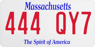 MA license plate 444QY7