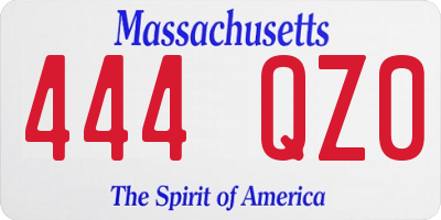 MA license plate 444QZ0