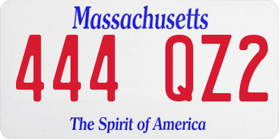 MA license plate 444QZ2