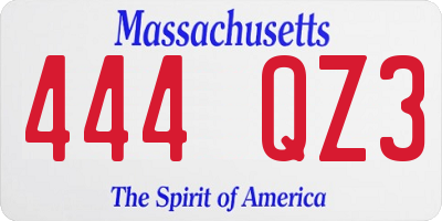 MA license plate 444QZ3