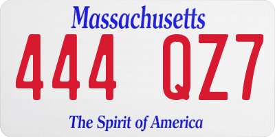 MA license plate 444QZ7