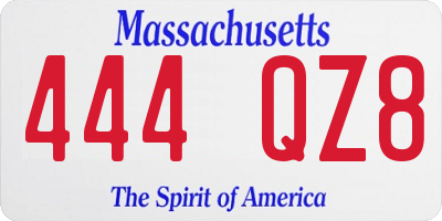 MA license plate 444QZ8