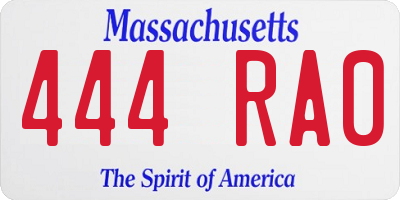 MA license plate 444RA0