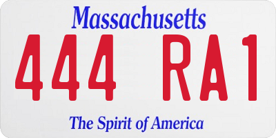 MA license plate 444RA1