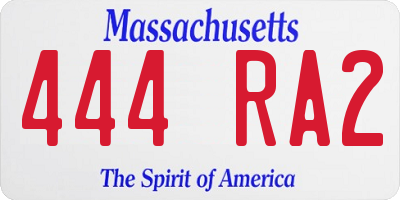 MA license plate 444RA2