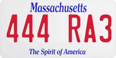 MA license plate 444RA3