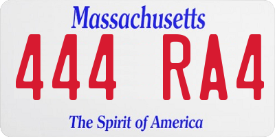MA license plate 444RA4