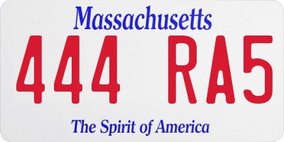MA license plate 444RA5