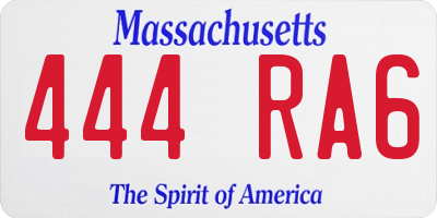 MA license plate 444RA6