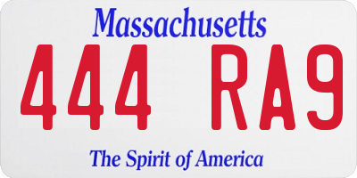 MA license plate 444RA9