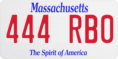 MA license plate 444RB0