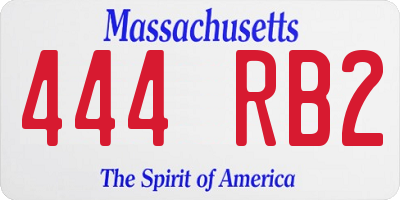 MA license plate 444RB2