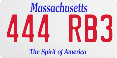 MA license plate 444RB3
