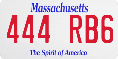 MA license plate 444RB6