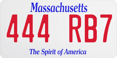 MA license plate 444RB7